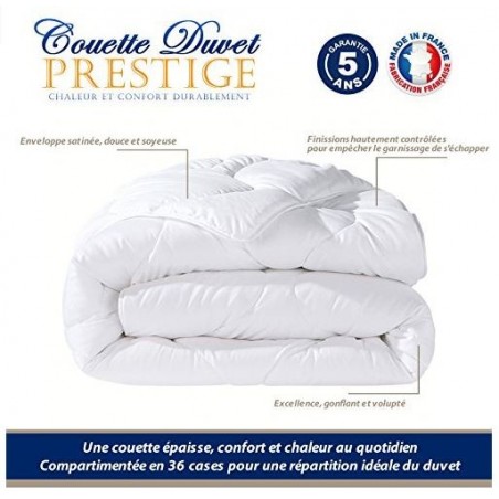 COUETTE DUVET luxe 220x240 ,80% Duvet Oie Blanc 20% Plumettes. Enveloppe 100% Coton percale 110 fils/cm², 400 g/m² COUETTE DUVET luxe 220x240 ,80% Duvet Oie Blanc 20% Plumettes. Enveloppe 100% Coton percale 110 fils/cm², 400 g/m²