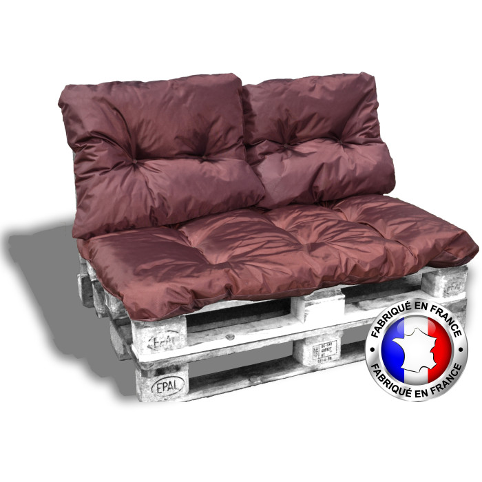 KIT COUSSINS PALETTE OUTDOOR complet 1 assise+3 dossiers 120*80 cm