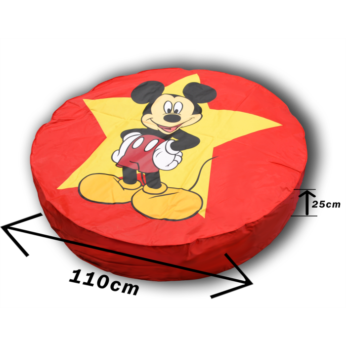 pouf mickey disney geant  rouge 110 cm de diametre