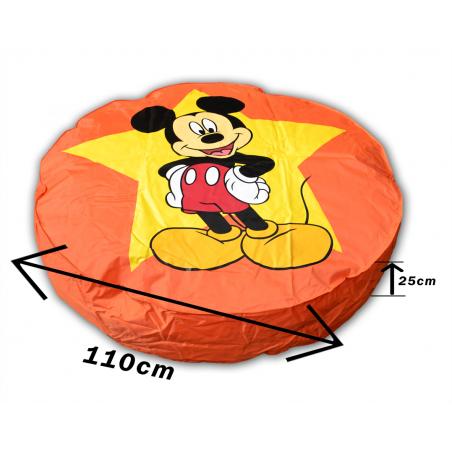 pouf disney  mickey geant 110 cm de diametre couleur orange