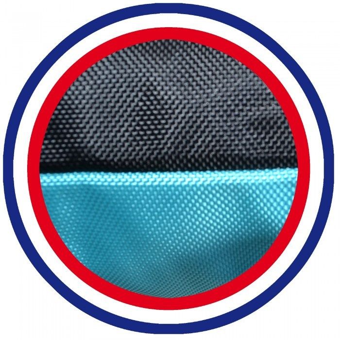 Coussin de chien reversible noir bleu turquoise lavable fabrication française