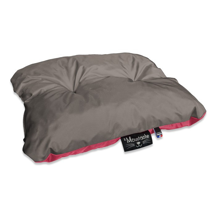 Coussin de chien reversible taupe rose fuchsia lavable