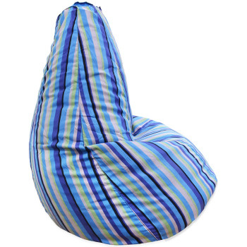 Pouf poire adulte bleu rayé 2