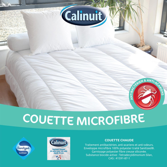 Housse De Protection Pour Couette 220x240 Cm + Taie + Protège-oreiller - Fabriqué En France, Garnissage Polyester 300g/m²
