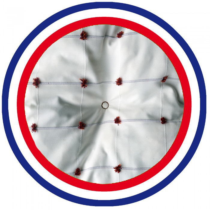 Coussin bain de soleil blanc pompon rouges