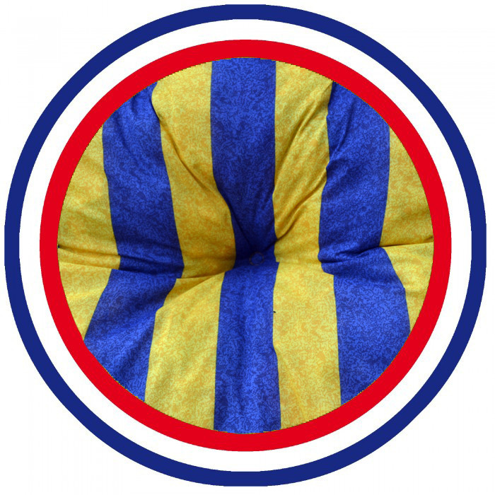 Coussin bain de soleil lignes jaunes et bleues