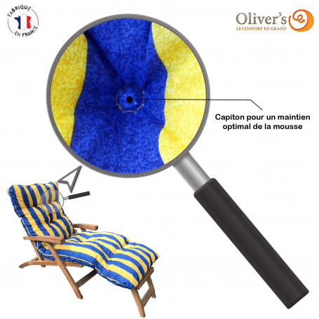 Coussin bain de soleil lignes jaunes et bleues