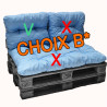 Choix B* - Coussin dossier palette polyester bleu clair