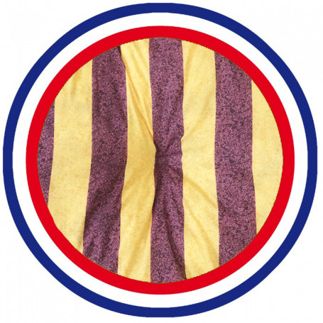 Coussin bain de soleil lignes jaunes et bordeaux