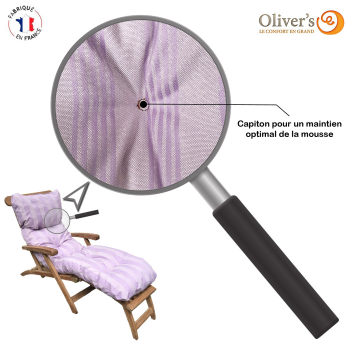 Coussin bain de soleil lignes mauves