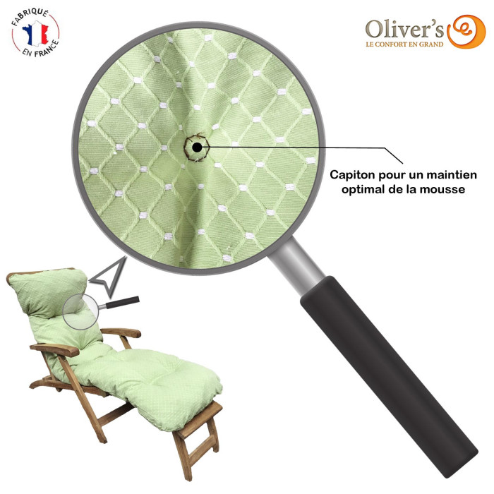 Coussin bain de soleil vert avec quadrillage