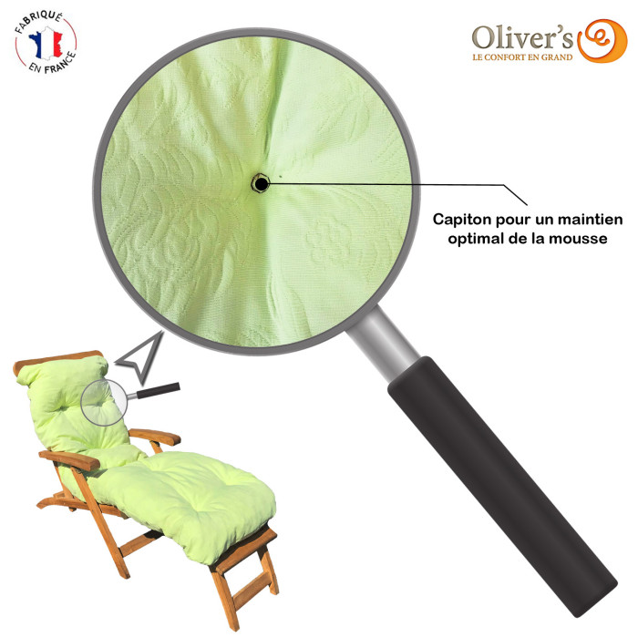 Coussin bain de soleil vert avec motifs de...