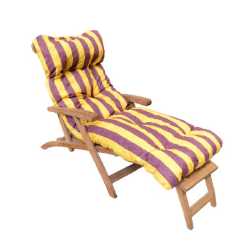 Coussin bain de soleil lignes jaunes et bordeaux