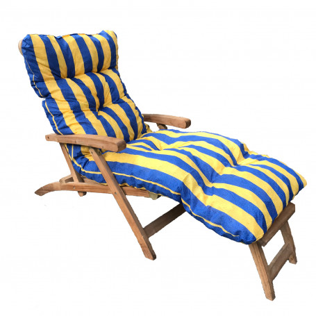 Coussin bain de soleil lignes jaunes et bleues