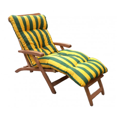 Coussin bain de soleil lignes jaunes et vertes