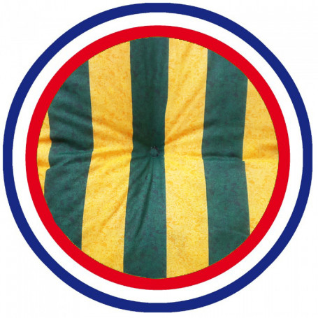 Coussin bain de soleil lignes jaunes et vertes