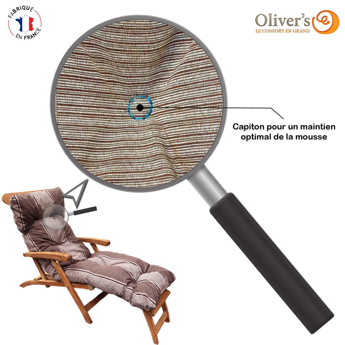 Coussin bain de soleil lignes marron