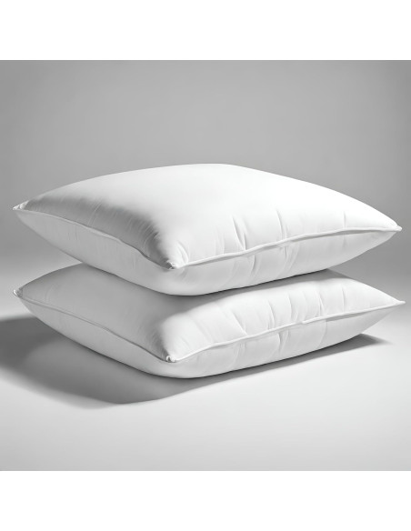 KGS Lot de 2 Oreillers Carrés 60x60cm Moelleux 100% Polyester Fibre Creuse