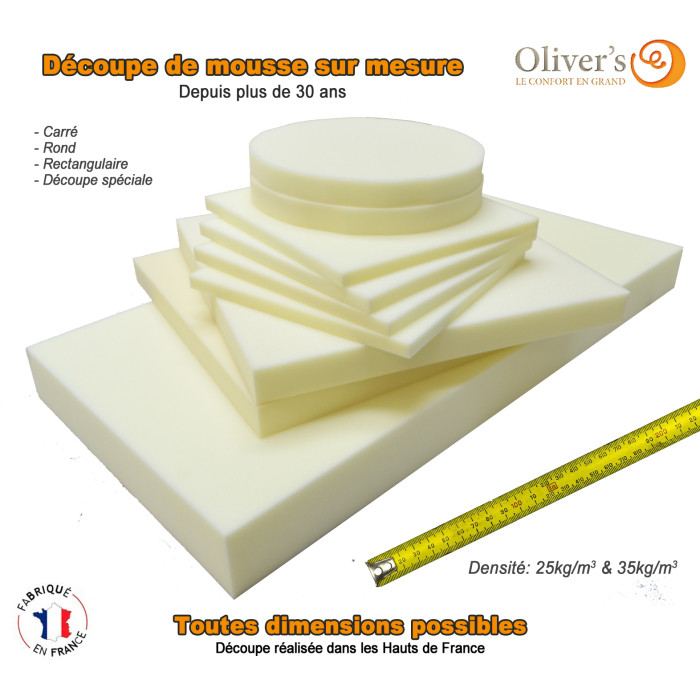 Mousse sur mesure à la découpe 25 Kg/m³ &...