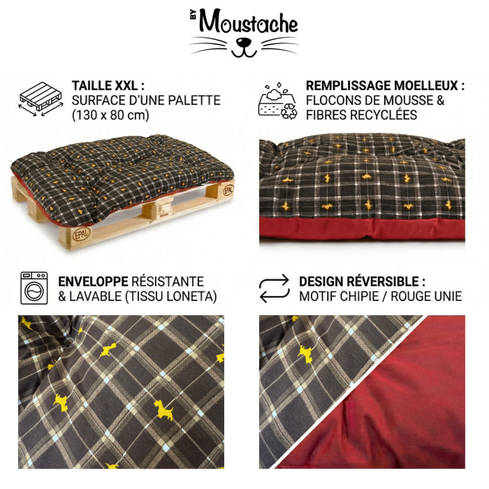 Coussin pour chiens Fabriqué en France Marron By Moustache