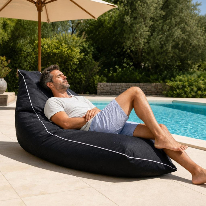Pouf banane géant noir 155 cm