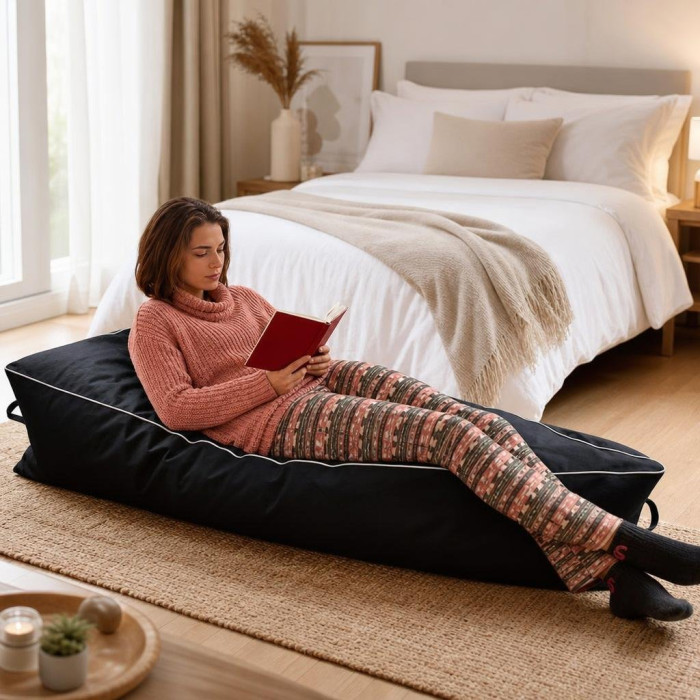 Pouf banane géant noir 155 cm