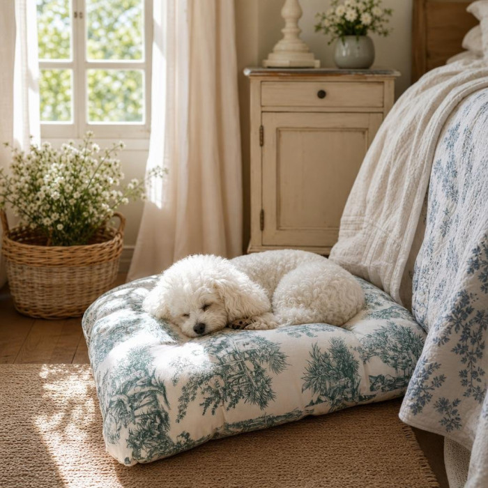 Coussin pour chat et petit chien toile de Jouy...