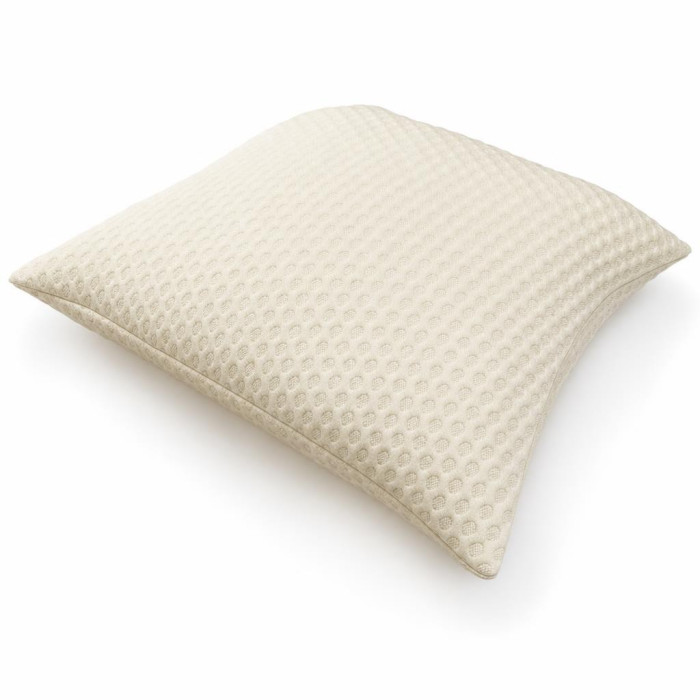 Oreiller garni laine 60x60 coquille d'œuf, enveloppe tricot matelassé