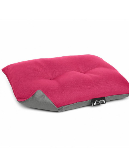 Coussin pour chien 60x65 réversible, face rose capitonnée de 2 points et face grise, By Moustache