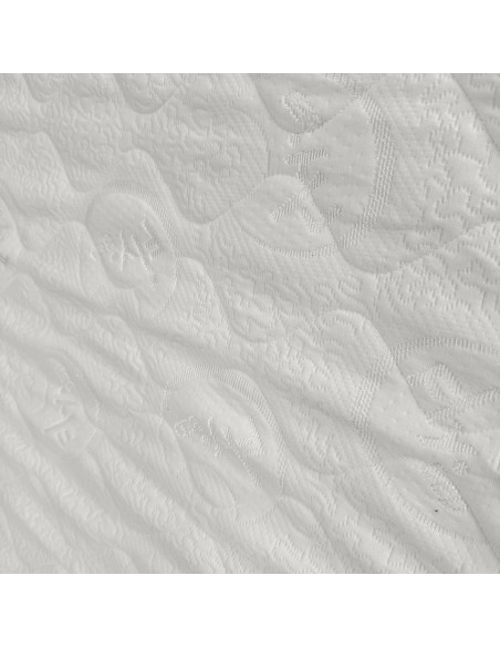 Détail du tissu matelassé blanc de la housse déhoussable du matelas 90x190